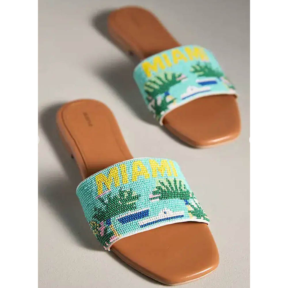 Maeve The Fiona Beaded Slide Sandals - Miami | Size 40